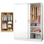 Minimalist Sliding Door Wood Wardrobe with Hanging and Shelf Storage