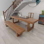 Minimalist Solid Wood Indoor Bench with Geometric Frame Base