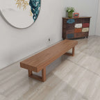 Minimalist Solid Wood Indoor Bench with Geometric Frame Base Main Product Image