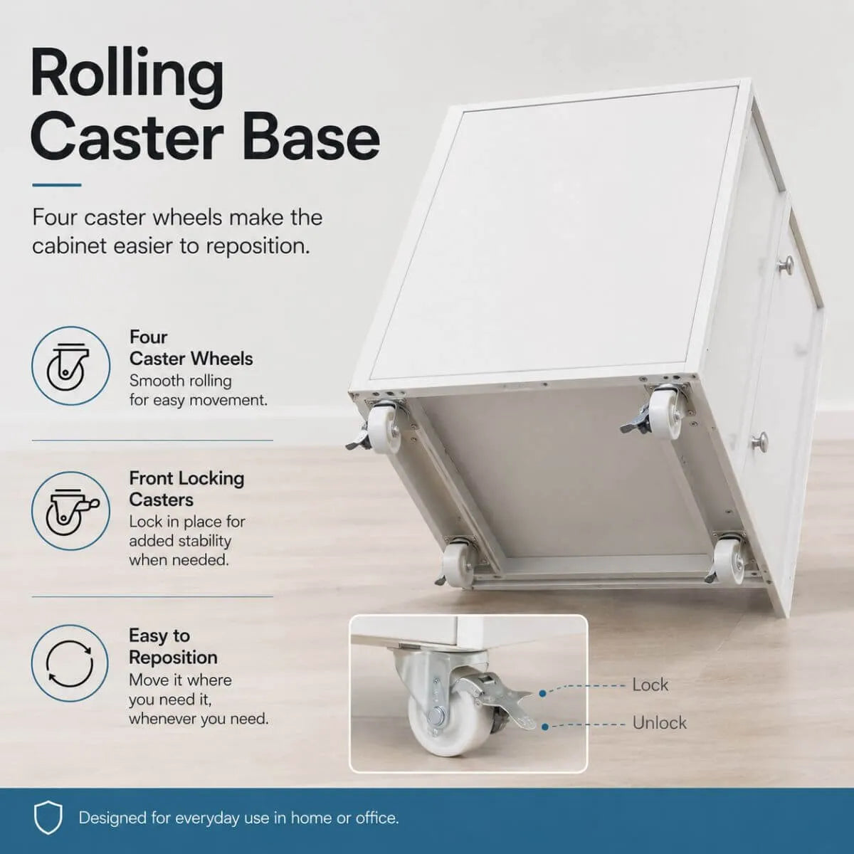 Minimalist Steel Rolling Storage Cabinet With Shelves for Office