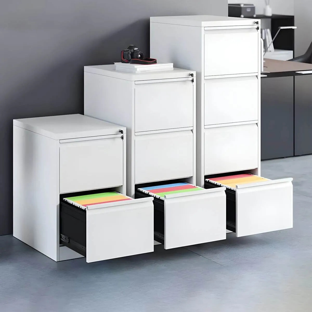 Minimalist Steel Vertical File Cabinet With Locking Drawers Secondary image