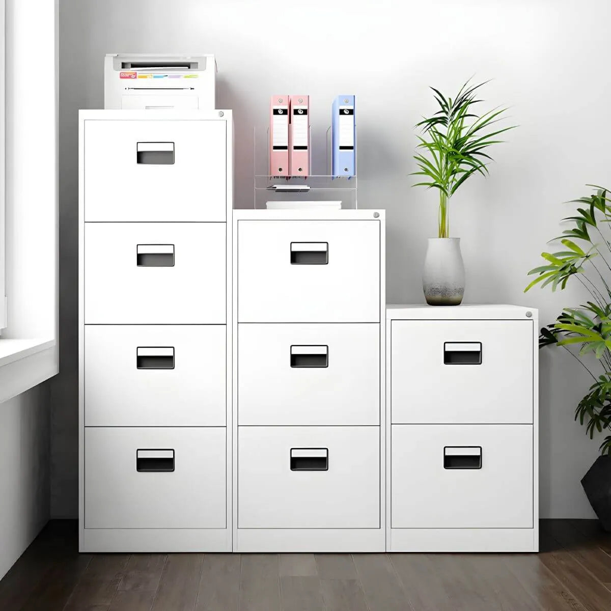 Minimalist Steel Vertical File Cabinet With Locking Drawers