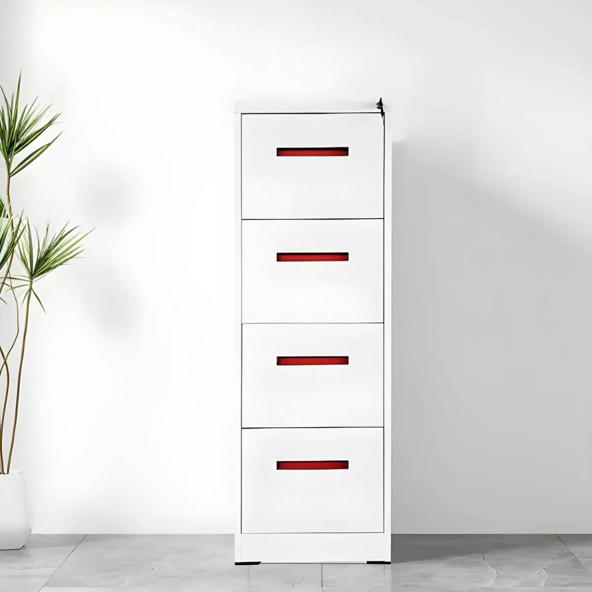Minimalist Steel Vertical File Cabinet With Locking Drawers
