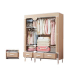 Minimalist Steel Wardrobe Armoire With Drawers and Raised Legs