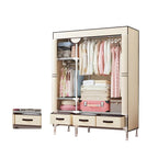 Minimalist Steel Wardrobe Armoire With Drawers and Raised Legs