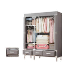 Minimalist Steel Wardrobe Armoire With Drawers and Raised Legs