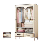 Minimalist Steel Wardrobe Armoire With Drawers and Raised Legs