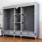 Minimalist Steel Wardrobe Armoire With Drawers and Raised Legs