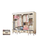 Minimalist Steel Wardrobe Armoire With Drawers and Raised Legs