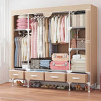 Minimalist Steel Wardrobe Armoire With Drawers and Raised Legs