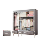 Minimalist Steel Wardrobe Armoire With Drawers and Raised Legs