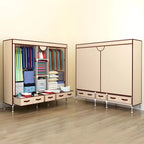 Minimalist Steel Wardrobe Armoire With Drawers and Raised Legs