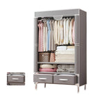 Minimalist Steel Wardrobe Armoire With Drawers and Raised Legs