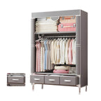 Minimalist Steel Wardrobe Armoire With Drawers and Raised Legs