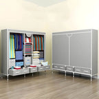 Minimalist Steel Wardrobe Armoire With Drawers and Raised Legs