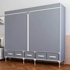 Minimalist Steel Wardrobe Armoire With Drawers and Raised Legs Main Product Image