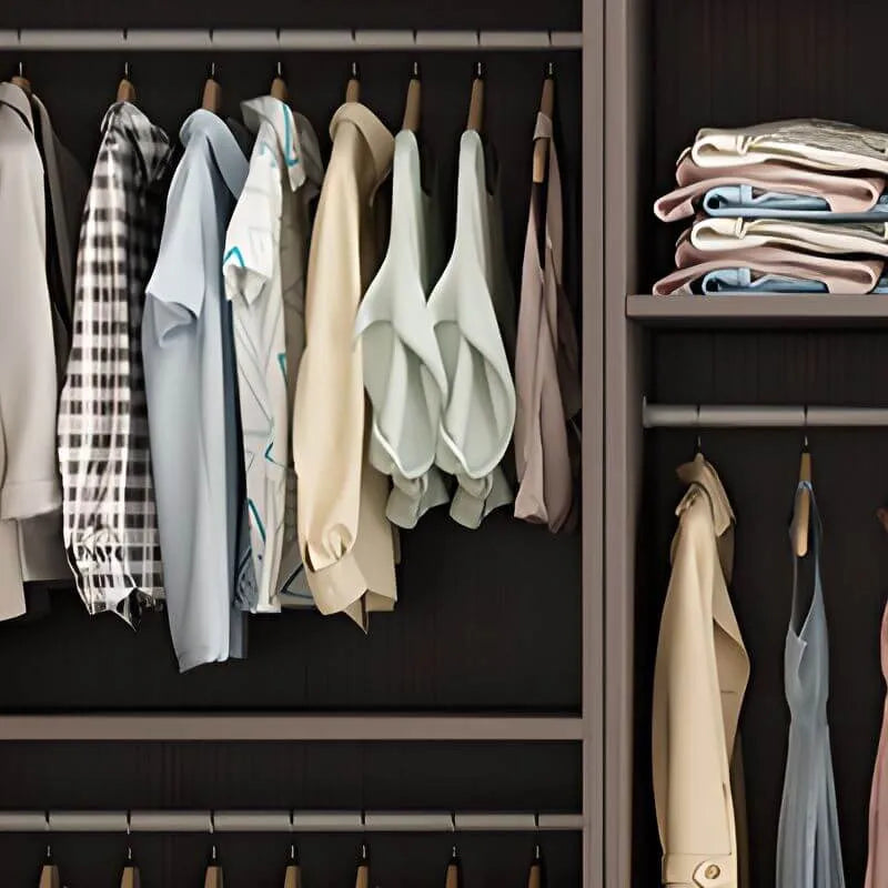 Minimalist Two-Tone Wood Wardrobe Armoire With Drawers