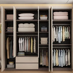 Minimalist Two-Tone Wood Wardrobe Armoire With Drawers