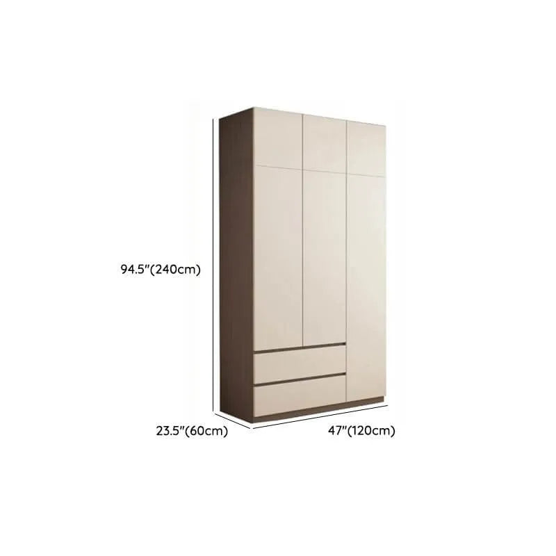 Minimalist Two-Tone Wood Wardrobe Armoire With Drawers Dimensions