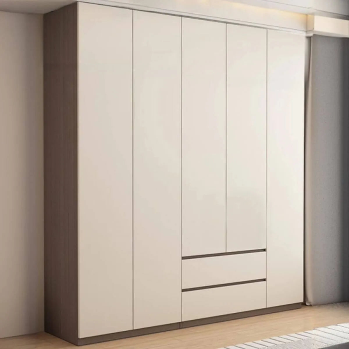 Minimalist Two-Tone Wood Wardrobe Armoire With Drawers Main Product Image