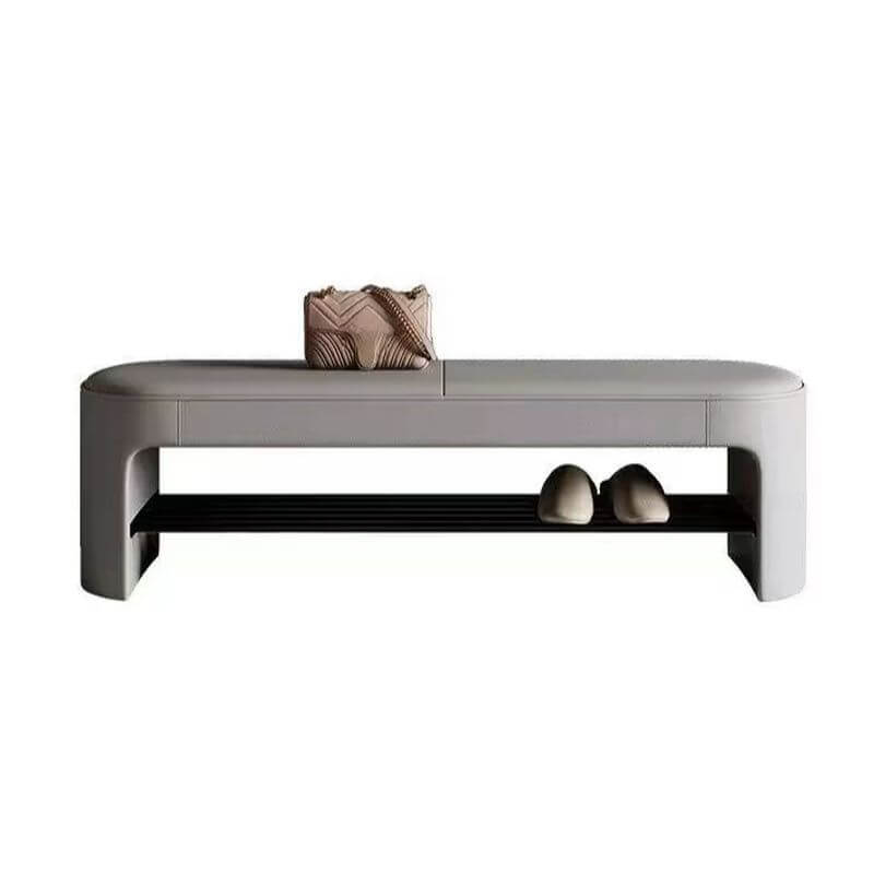 Minimalist Upholstered Bench in Soft-Tone Faux Leather
