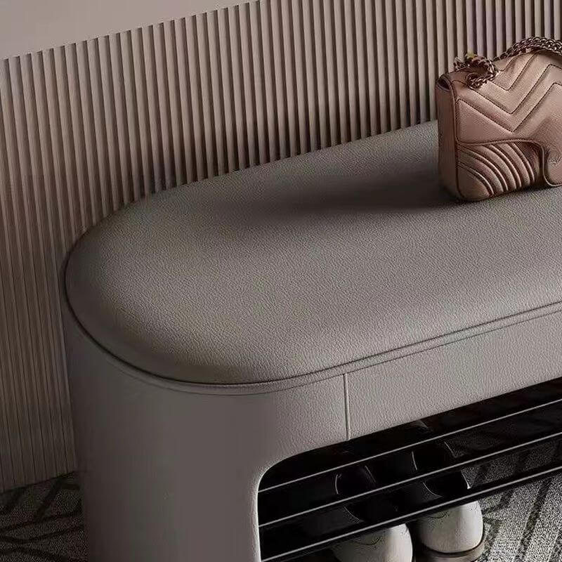 Minimalist Upholstered Bench in Soft-Tone Faux Leather