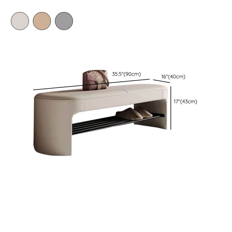 Minimalist Upholstered Bench in Soft-Tone Faux Leather Dimensions