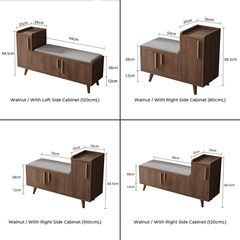 Minimalist Upholstered Shoe Bench - Walnut/Natural