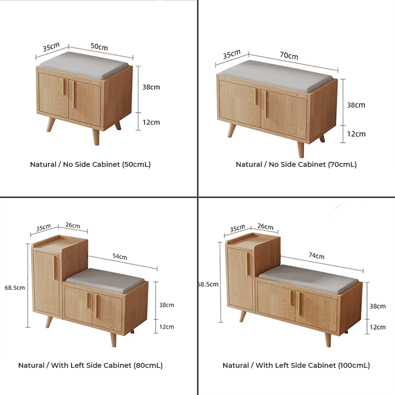 Minimalist Upholstered Shoe Bench - Walnut/Natural