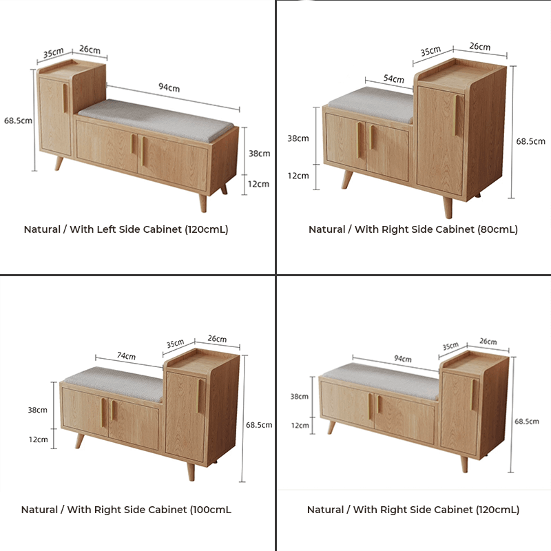 Minimalist Upholstered Shoe Bench - Walnut/Natural