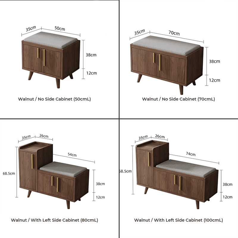 Minimalist Upholstered Shoe Bench - Walnut/Natural