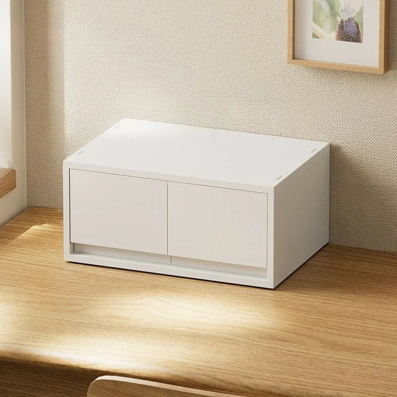 Minimalist White Desktop File Cabinet With Drawers and Top Storage