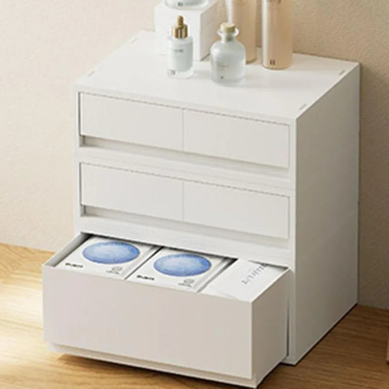 Minimalist White Desktop File Cabinet With Drawers and Top Storage