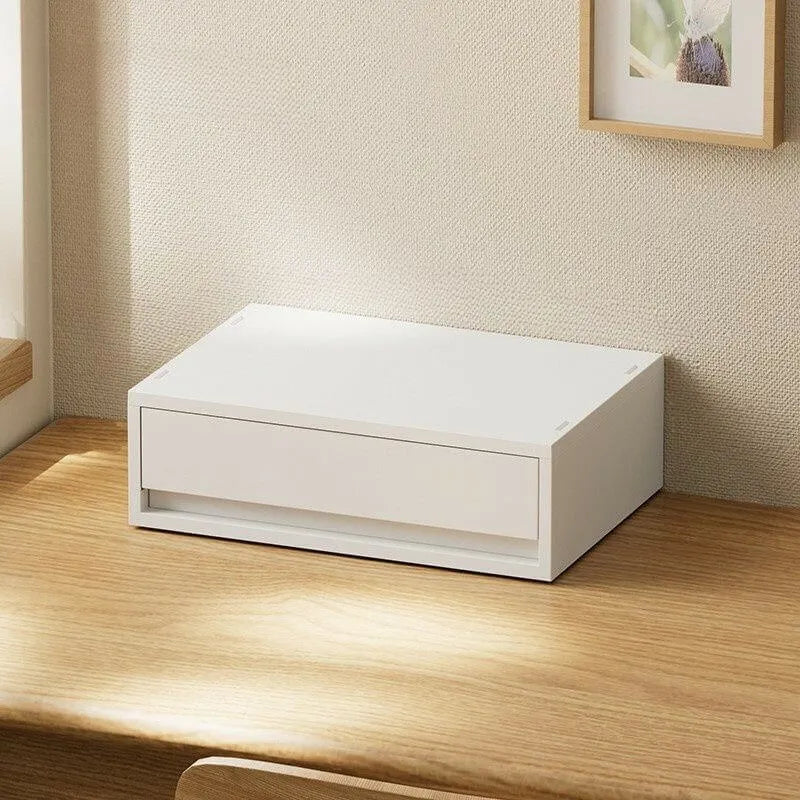 Minimalist White Desktop File Cabinet With Drawers and Top Storage