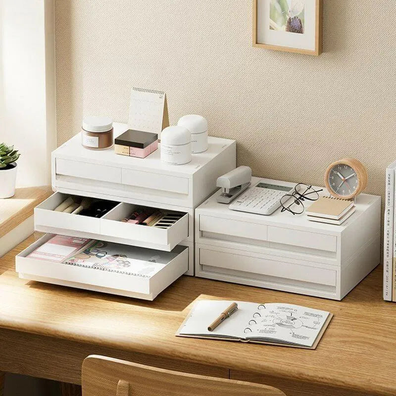 Minimalist White Desktop File Cabinet With Drawers and Top Storage Secondary image