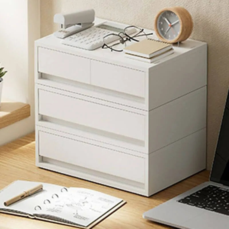 Minimalist White Desktop File Cabinet With Drawers and Top Storage Main Product Image Main image