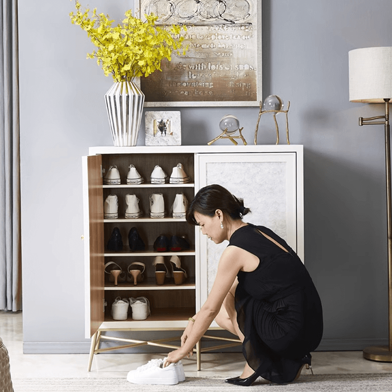 Minimalist White Shoe Cabinet With Two/Three Doors