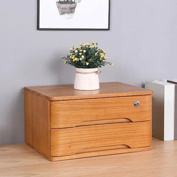 Minimalist Wood Filing Cabinets With Locking Drawers and Shelf