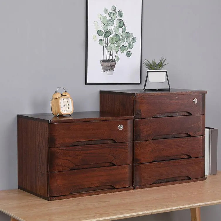 Minimalist Wood Filing Cabinets With Locking Drawers and Shelf