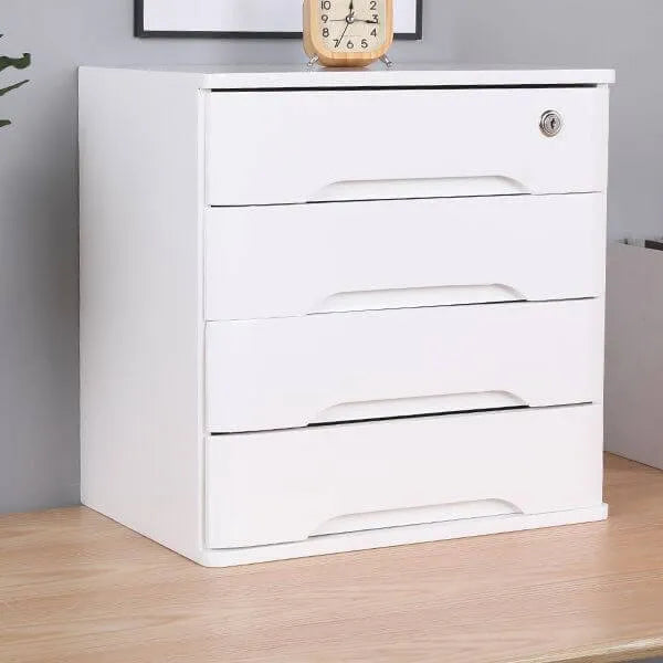 Minimalist Wood Filing Cabinets With Locking Drawers and Shelf