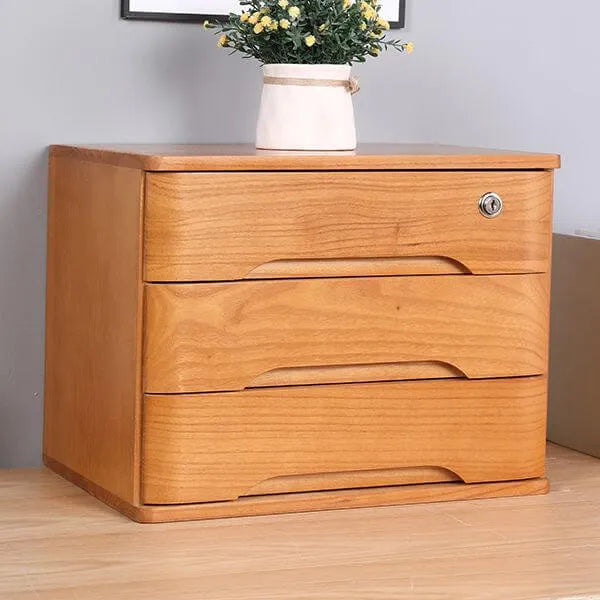 Minimalist Wood Filing Cabinets With Locking Drawers and Shelf