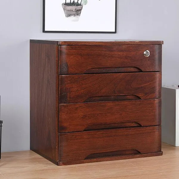 Minimalist Wood Filing Cabinets With Locking Drawers and Shelf