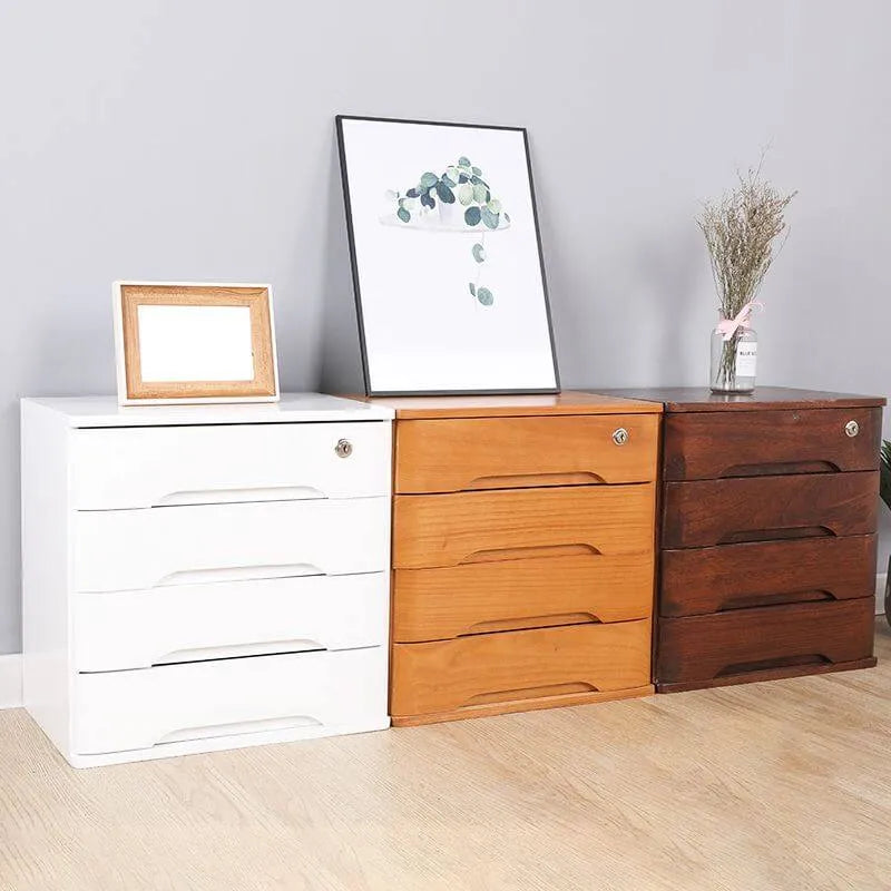 Minimalist Wood Filing Cabinets With Locking Drawers and Shelf Main Product Image Main image