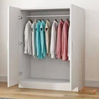 Minimalist Wood Grain Wardrobe Armoire With Rod and Soft-Close Doors