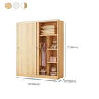 Minimalist Wood Grain Wardrobe Armoire With Rod and Soft-Close Doors Dimensions
