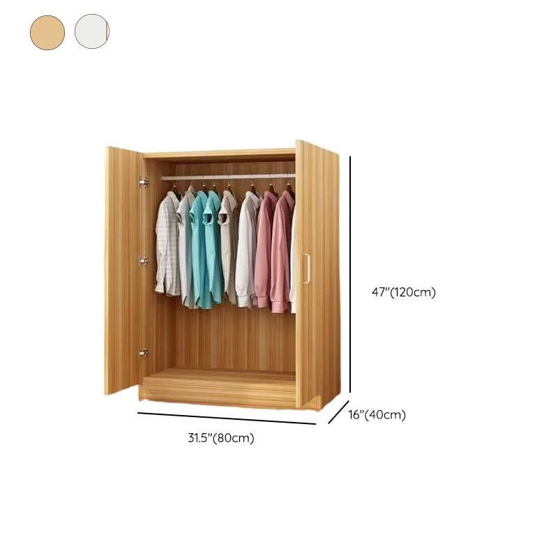 Minimalist Wood Grain Wardrobe Armoire With Rod and Soft-Close Doors Dimensions