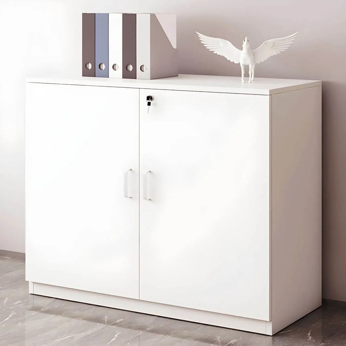 Minimalist Wood Lateral File Cabinet With Locking Storage
