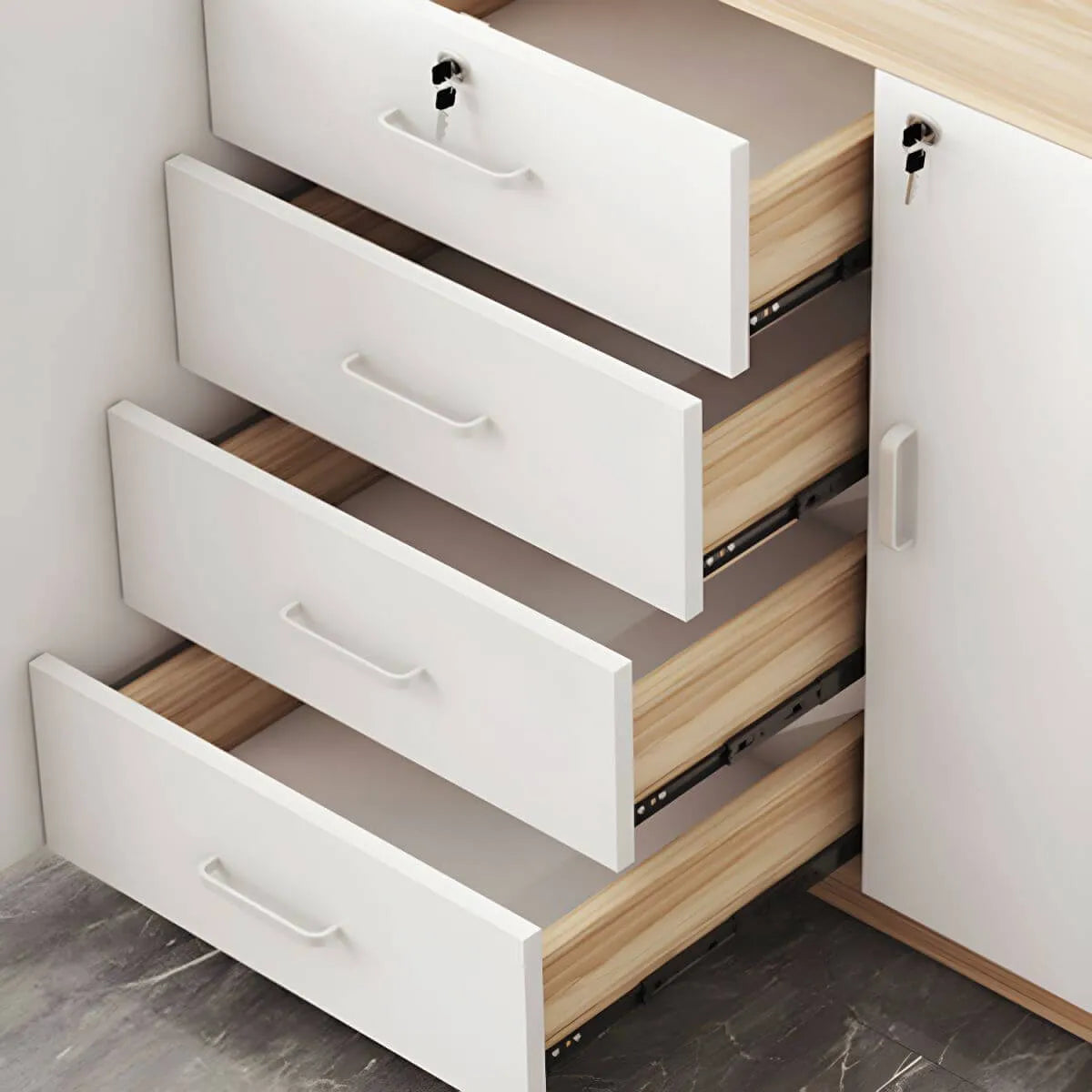 Minimalist Wood Lateral File Cabinet With Locking Storage
