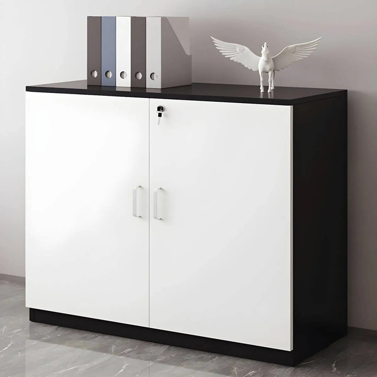 Minimalist Wood Lateral File Cabinet With Locking Storage