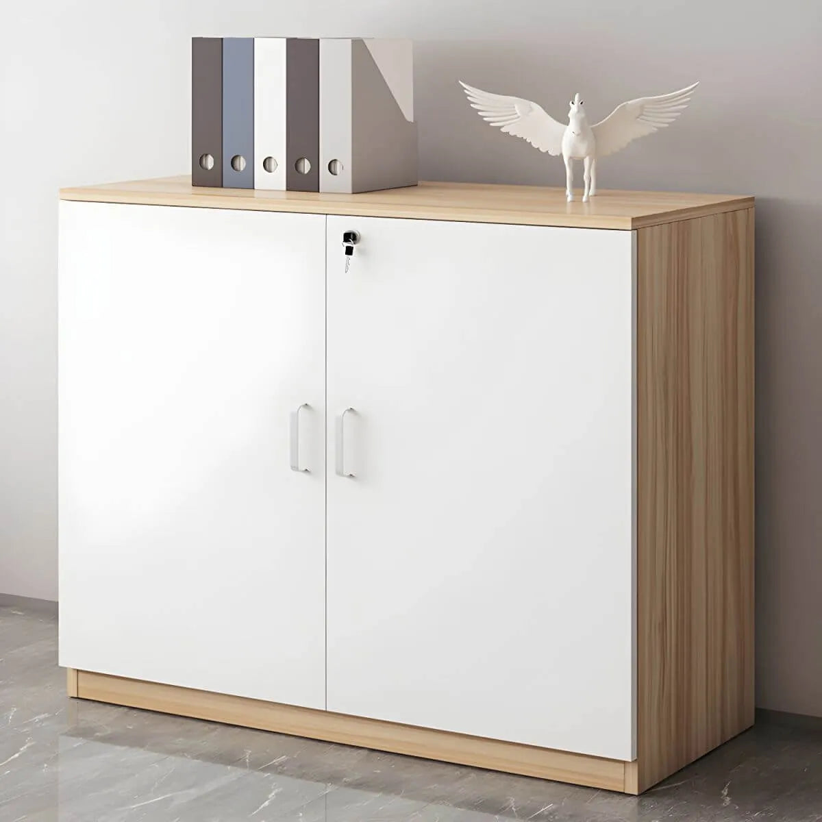 Minimalist Wood Lateral File Cabinet With Locking Storage
